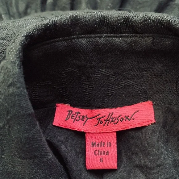 Betsey Johnson Black Sparkle Floral Print Double Breasted Jacket - Picture 3 of 5